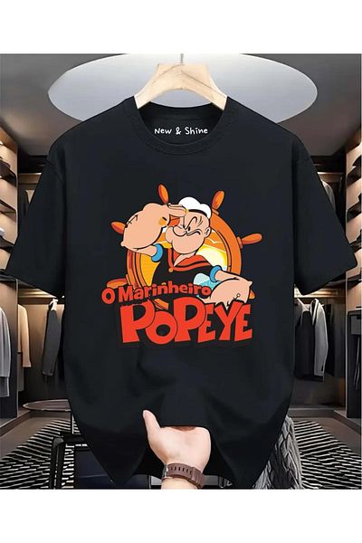 New Shine Μπλουζάκι Popeye Popeye Printed Large Size Oversize T-Shirt