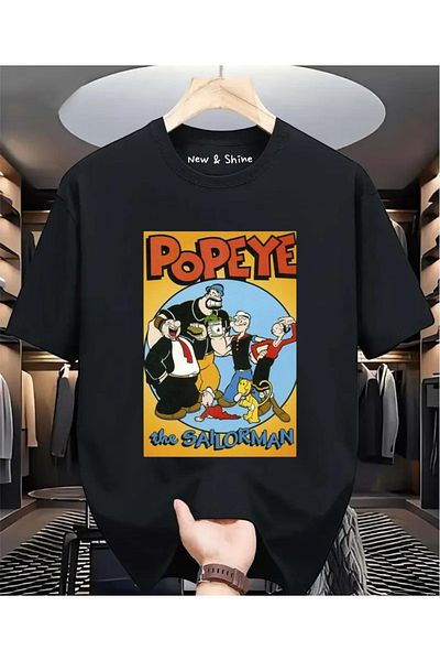 New Shine Μπλουζάκι Popeye Popeye Printed Large Size Oversize T-Shirt