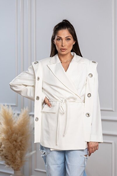 Joana Γυναικεία Σακάκια Λευκά Γιασεμί