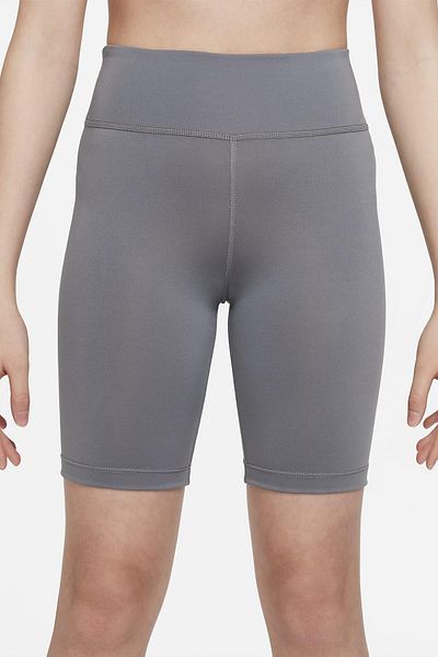 Nike Pantaloni scurți pentru fete cu talie înaltă, gri Biker Leggings - One Kids Bike Leggings cu talie înaltă