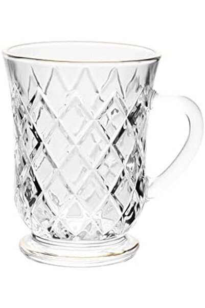 ALSAIF 6-pieces Glass Tea Cup With Handles For Hot Drinks, 100ml, Clear/gold