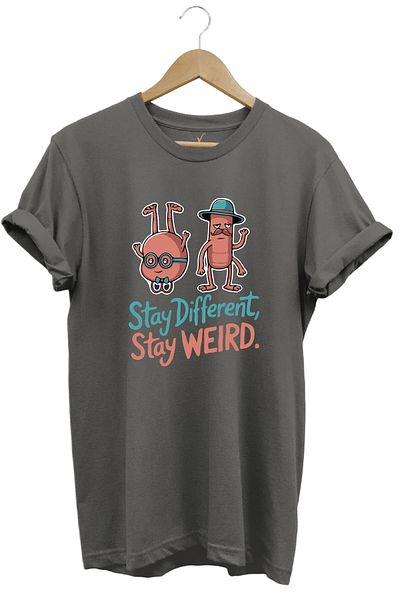 WİDİ Stay Different Stay Weird Χαριτωμένο κομψό σχέδιο με στάμπα 100% βαμβακερό μπλουζάκι με κανονική εφαρμογή