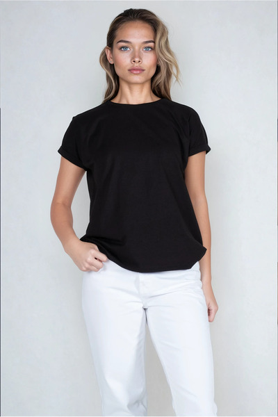 Kyron 100% Cotton Striped Low Arm Tip Double Women's T-Shirt - with Different...