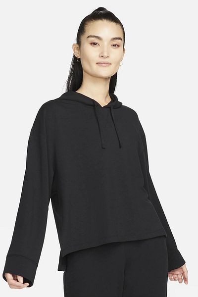 Nike Hanorac cu glugă din lână Yoga Dri Fit pentru femei - negru moale