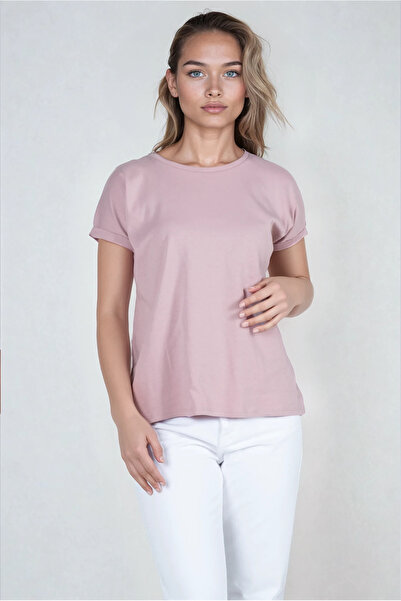 Kyron Tricou dublu pentru femei, 100% bumbac, cu dungi cu mâneci joase - cu diferite culori
