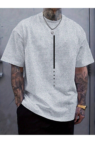 Revasser Unisex Erkek/Kadın UZUN PARİS Özel Baskılı Oversize Pamuklu Bisiklet...