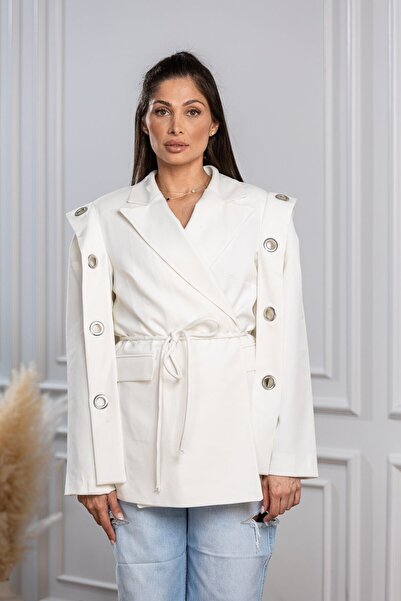 Joana Γυναικεία Σακάκια Λευκά Γιασεμί