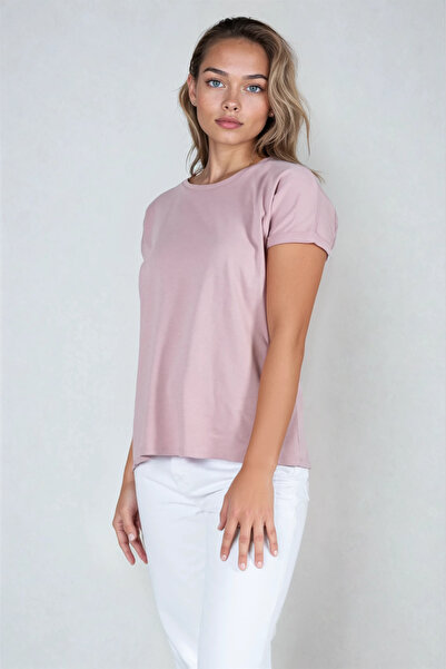 Kyron Tricou dublu pentru femei, 100% bumbac, cu dungi cu mâneci joase - cu d...