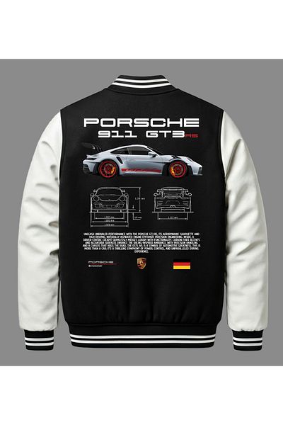 Edizen Porsche 911 Gt3 Rs Premium Bomber College Jacket Unisex Oversize 100% Cotton