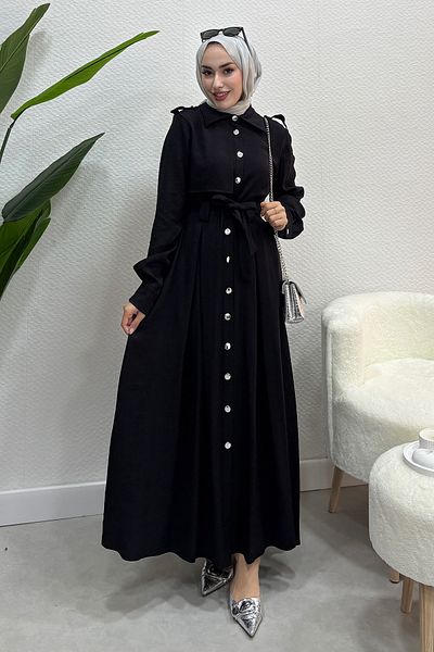 Tesettür Diyarı Rochie de vară Tril Tril, cu nasturi, pentru femei