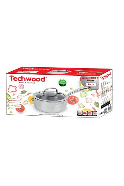 Techwood TAL-16CA saucepan, stainless steel, 16cm, PFOA-free, induction