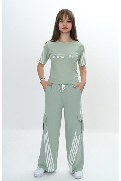 Jannock Κοριτσίστικο κοστούμι αθλητικής φόρμας δύο τεμαχίων-Παντελόνι Cargo Pocket & κοντομάνικο μπλουζάκι – 100% βαμβάκι