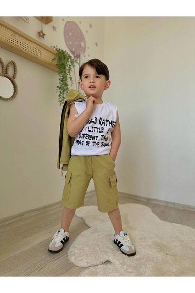 Narin kids Gabardine Fabric Boy's Summer Style Bottom Top Set