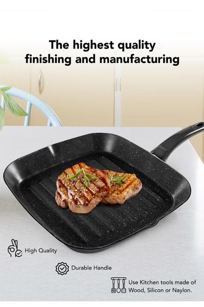 GRANDİ Marble Grill Gray 28cm -Bakelite Handle