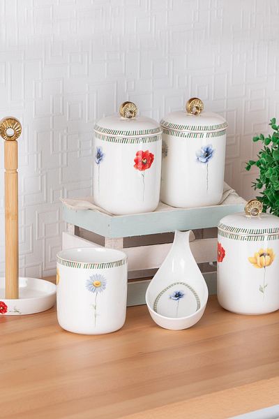 PERLAEVKAHVE Perla Botanical Porcelain Jar Set of 3