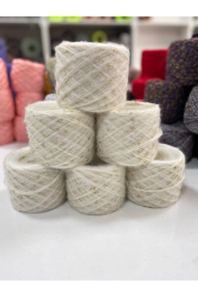 göçer Örgü İpi Moherakrilik Ekru Kısa Sakal Himalaya Gold Pullu Görsel Net 600 gr