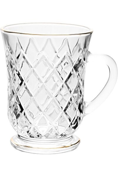 ALSAIF 6-pieces Glass Tea Cup With Handles For Hot Drinks, 100ml, Clear/gold
