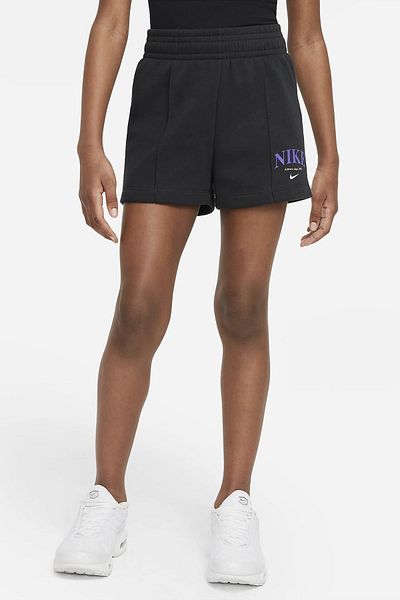 Nike Girl's Black Cotton Sportswear Shorts