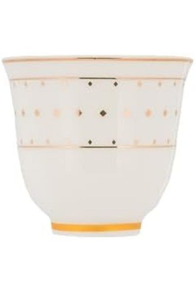 ALSAIF Rasi 12-piecesarabian Coffee Cup Set, Porcelain, White/gold