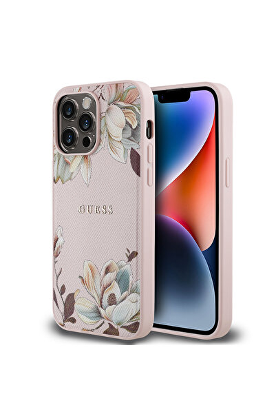 Guess iPhone 14 Pro Max uyumlu Kılıf Guess Lisanslı M-safe Özellikli Taneli Ç...