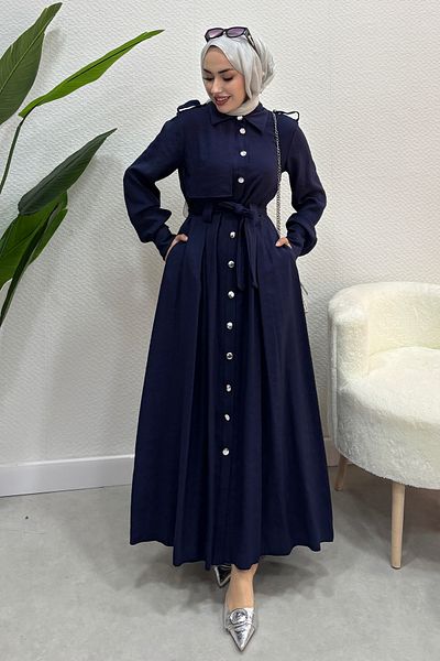 Tesettür Diyarı Rochie de vară Tril Tril, cu nasturi, pentru femei