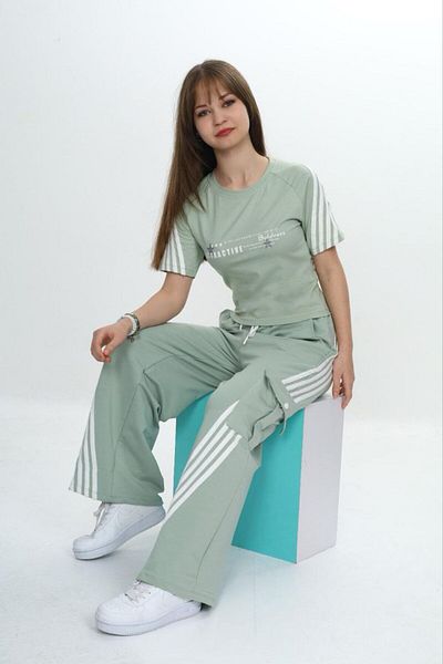 Asortix Girls' Two-Piece Bottom&Top Set-Cargo Pocket Pants & Short Sleeve T-Shirt – 100% Cotton