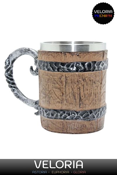 Veloria Premium Decorative Gift for Lover Friend Stainless Steel Barrel Designed Mug Cup 11 X 15 cm