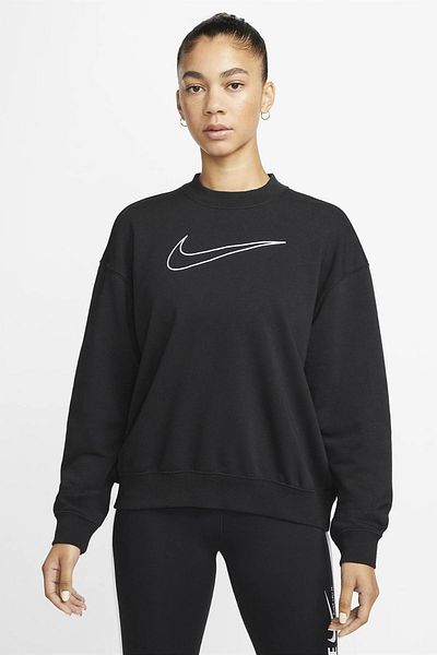Nike Training Plus Essential Get Fit Dri Fit Graphic Crew Negru Oversized Loose Fit Hanorac pentru femei