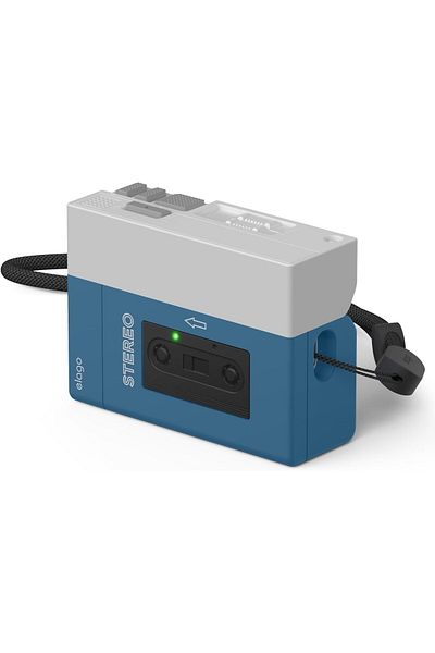 Elago Cassette Player Hang Case Compatible with AirPods Pro 2 Cover Supports Wireless Charging Blue