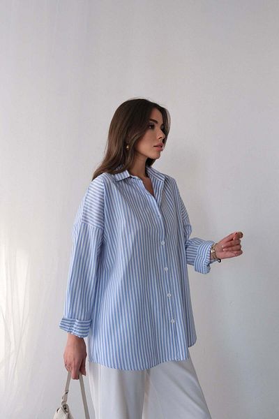 Hatun Atila Cămașă cu mânecă lungă cu model în dungi albastru și alb