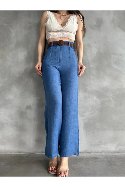 Butik Linen Trousers with Belted Waist