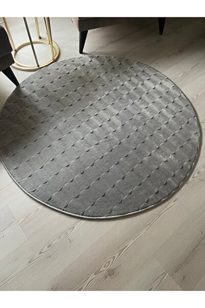 Alya Home Kaymaz Tabanlı Yuvarlak Puffy Peluş Yolluk Halı Banyo ve Tuvalet Pa...