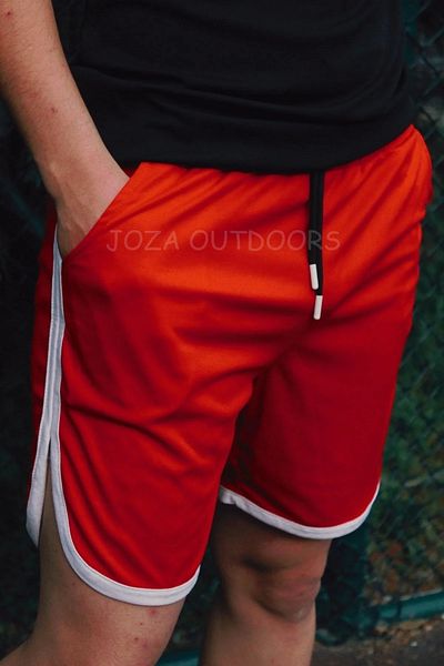 Joza Outdoors Red Mesh Basketball Training Athlete Shorts with Stripe Detail Single