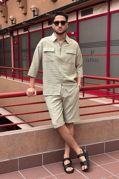 inpool Seersucker Woven Summer Oversize Zippered G12-297 Color Set