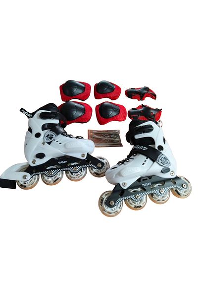 CANSPORT Konsep Can Sport White Lighted Adjustable Training Skating and Protection Set