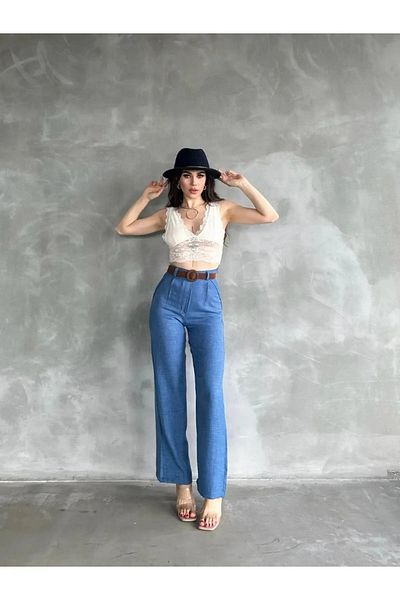 Butik Linen Trousers with Belted Waist