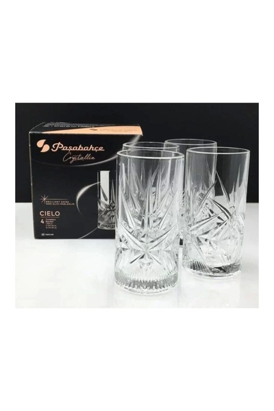 Paşabahçe 68475 كريستالين سييلو كوب مشروبات غازية زجاجي 350 سي سي 4 قطع أوريج...