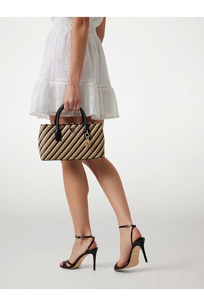 Guess Sımona Small Satchel Women's Black Handbag Hwwg9210050-Ntb