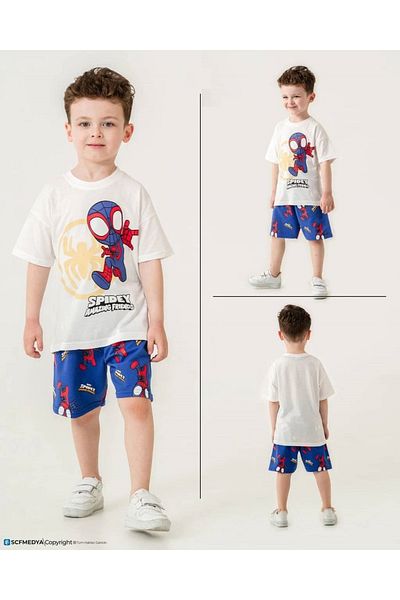 Little Pumpkin Boy's Black Spiderman Printed Suit