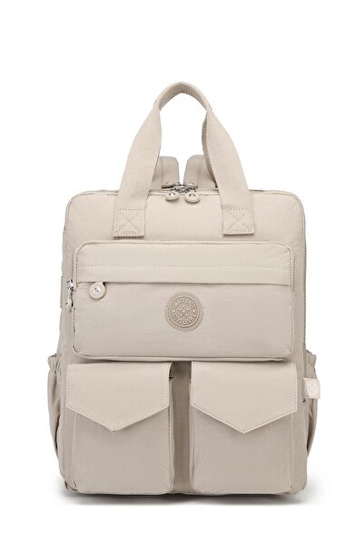SMART BAGS SMARTBAGS BÜYÜK BOY KRİNKIL KUMAŞ KADIN SIRT ÇANTASI 2022-1175 BEJ