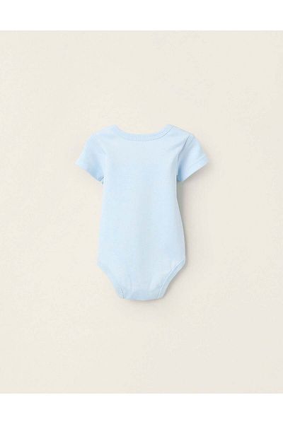 Ziddy Pack of 4 Short Sleeve Bodysuits for Baby Boys 'Octopus', White/Blue