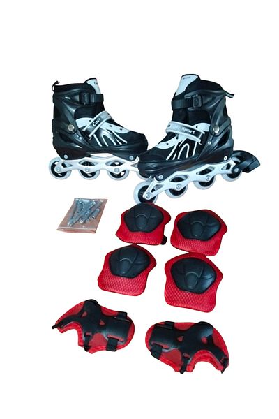 CANSPORT Can Sport Black White Light Adjustable Practice Skates and Protection Set