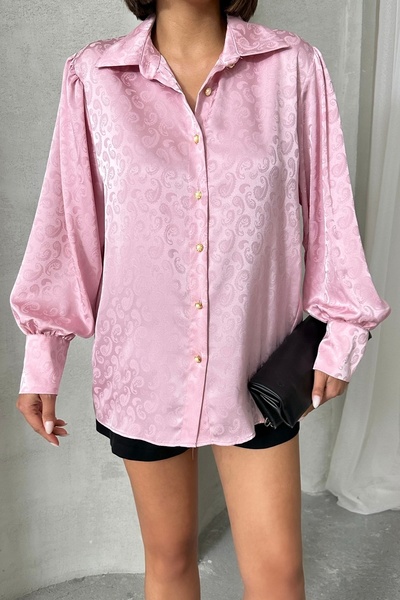 MD trend Kadın Desenli Balon Kollu Jakar Gömlek