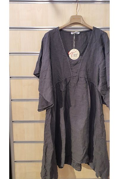 Park Moda Κοντό λινό φόρεμα με μανίκια