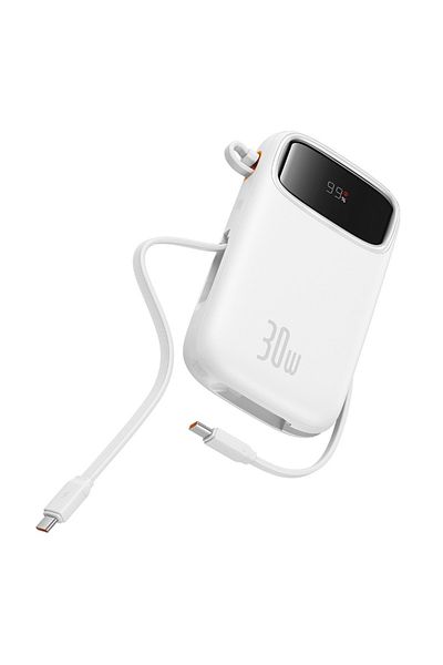 Baseus Baseus QPow2 20000mAh 30W Power Bank with Built-in Dual Type-C Cables & Digital Display Black