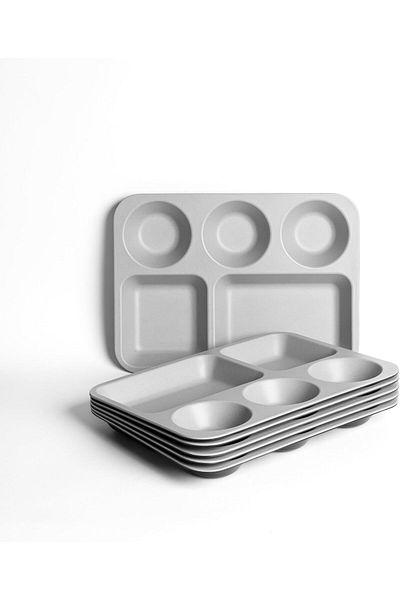 mastergold 4-Piece Divided Melamine Plates (33.8*24.7cm)| Break-Resistant Snack Tray for Nuts, Sauces, Desserts