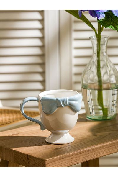 LC Waikiki Lcw Home White Bow Patterned Ceramic Mug 300 ml