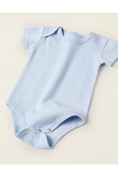 Ziddy Pack of 4 Short Sleeve Bodysuits for Baby Girls 'Hearts', White/Blue