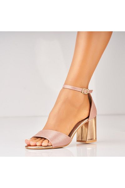 Joana Women's Sandals with Pink Gold Glitter Heel Yashas