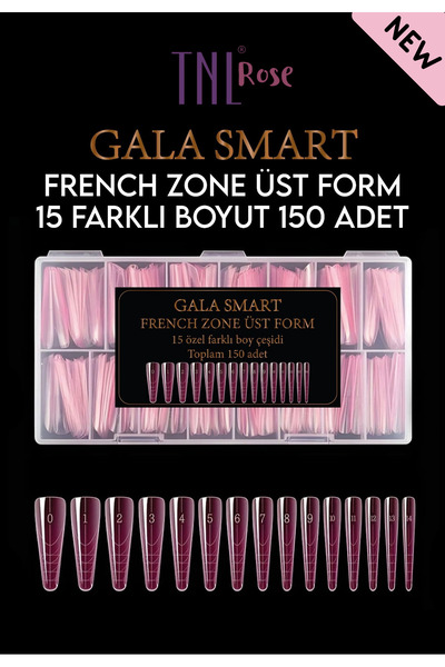gala smart Tnl Rose French Zone Üst Form 15 Farklı Boyut 150 Adet Kolay Frenchli Protez Tırnak